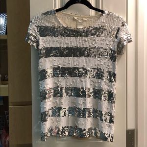 Alice + Olivia Sequin Short Sleeve Top